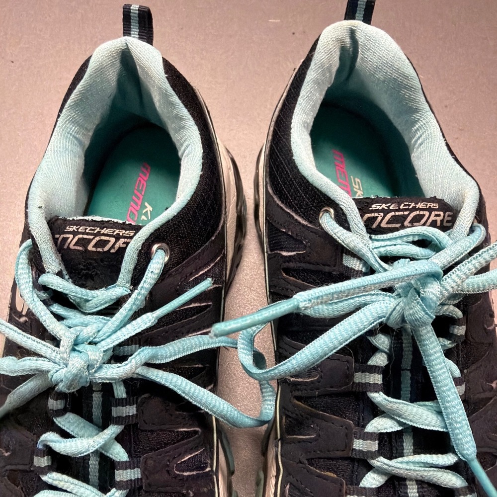 Skechers D'Lites Memory Foam Women's Trail Walking Sneakers Black Blue Size 7.5 - Picture 6 of 9